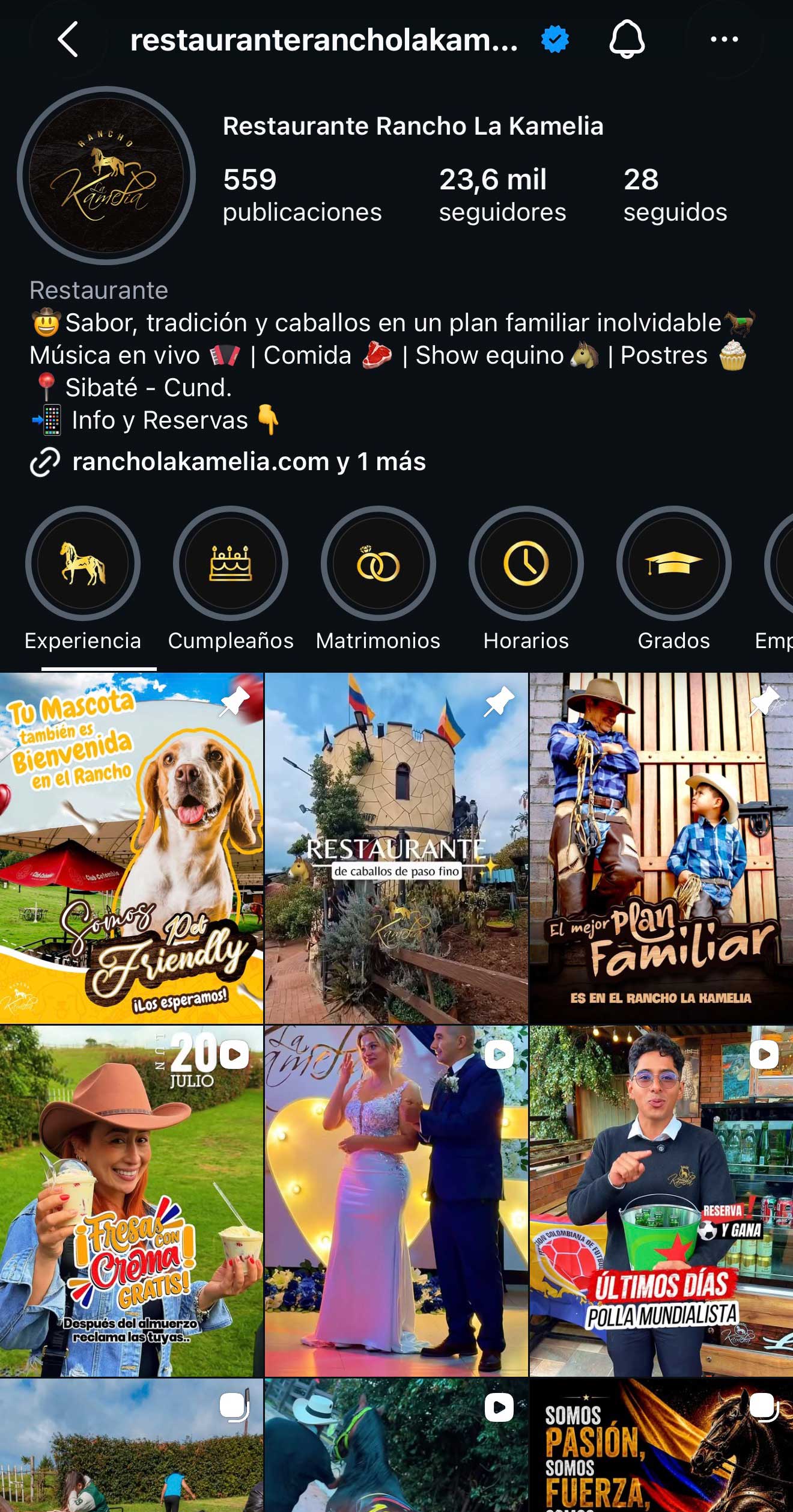 Perfil de Instagram de Rancho La Kamelia