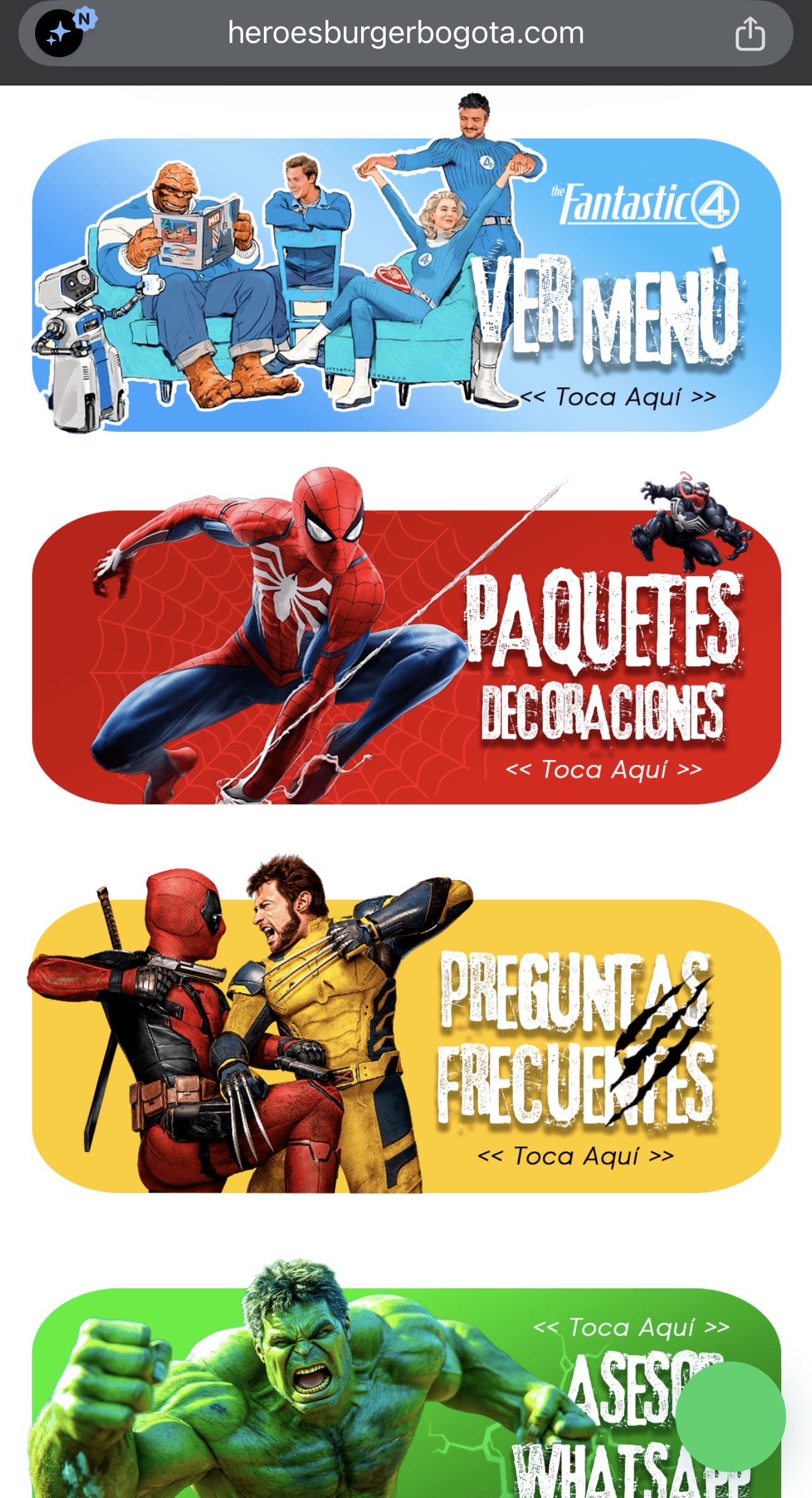 Página de biografía de Héroes Burger diseñada por Agencia Xpacio